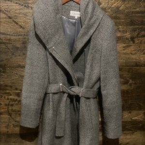 Calvin Klein grey wool coat with hood